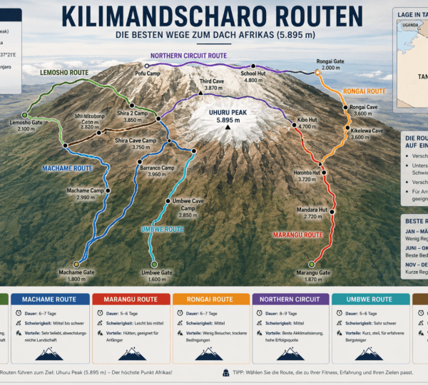 Kilimandscharo Routen – Die besten Wege zum Gipfel im Vergleich