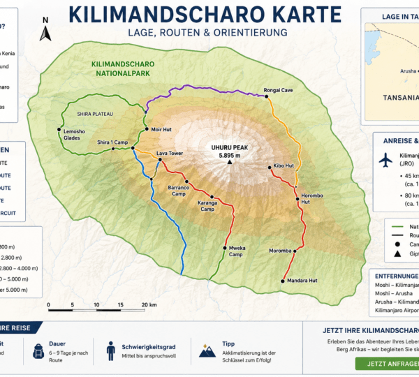 Kilimandscharo Karte – Lage, Routen & Orientierung für Ihre Reise