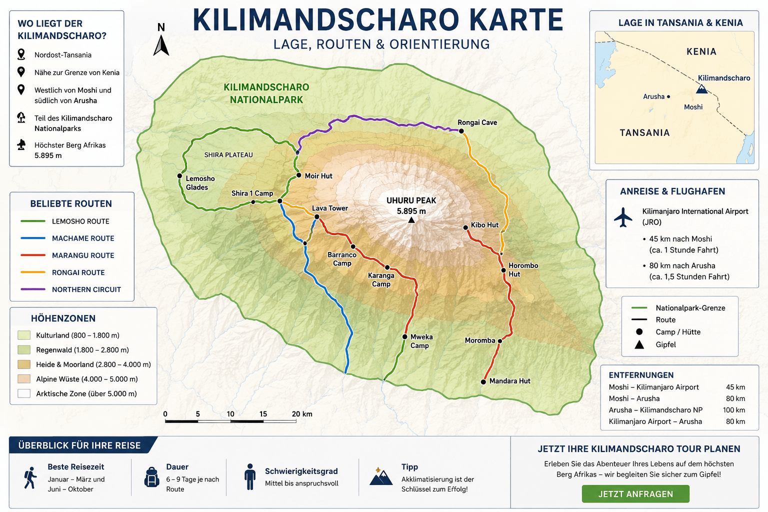 Kilimandscharo Karte